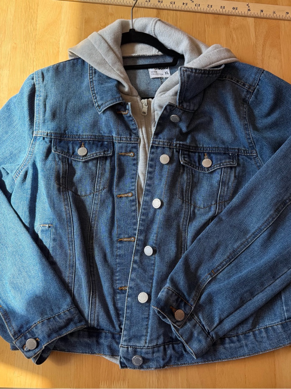 Ci Sono denim collection hooded denim jacket WM XL blue grey fleece hoodie Jean